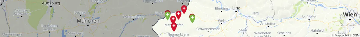 Kartenansicht für Apotheken-Notdienste in der Nähe von Altheim (Braunau, Oberösterreich)